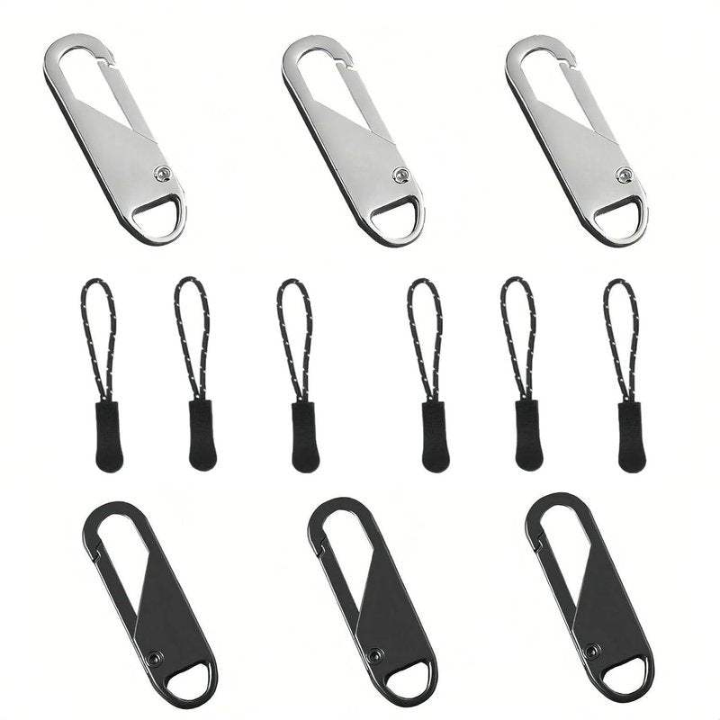 Universal Zipper Repair Kit - 3-Size Double-Sided Zippers Slider Replacement with Zipper Pull for Jackets, Luggage, Backpacks & Outdoor Gear