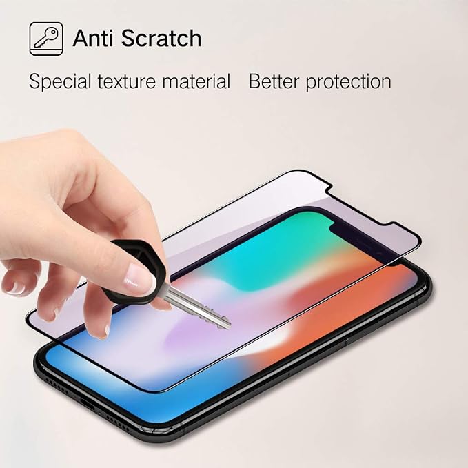 PERFECTSIGHT Blue Light Tempered Glass Screen Protector compatible with iPhone 11 Pro Max 2019 iPhone Xs Max 2018 6.5 inch HD Anti Fingerprint 2X Stronger Alignment Frame Easy Installation