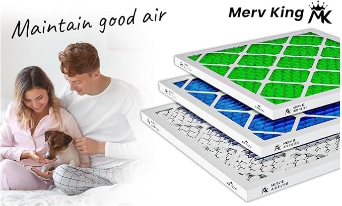 MervKing 12x12x1 Air Filter Actual Size: 11.7" x 11.7" x 0.75" MERV 8 MPR
