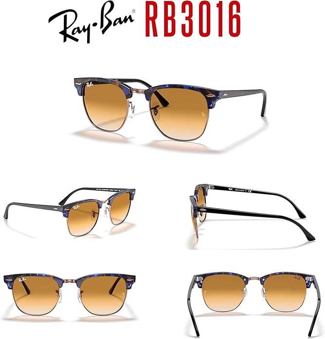 Ray-Ban RB3016 CLUBMASTER Sunglasses For Men For Women +BUNDLE with ACCESSORY EYEWEAR KIT