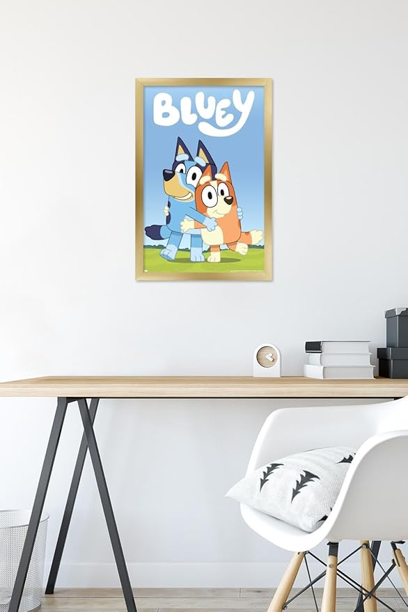 Bluey - Hug Wall Poster, 22.4L" x 14.7W", Gold Framed Version