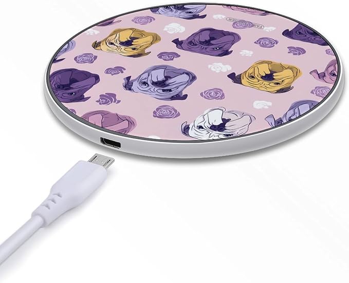 Bulldog Rose Wireless Charger SlimWireless Charging Pad Anti-Slip Charger Mat for Men Women