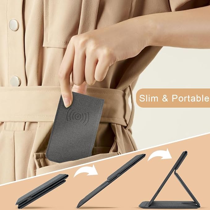 Phone Holder Wireless Charger Foldable Phone Charger 15W Portable Fast Wireless Charging Stand Compatible with iPhone 15 14 13 12 Pro XS 8 Plus Galaxy S23 S22 S21 Note 20 etc(Black)