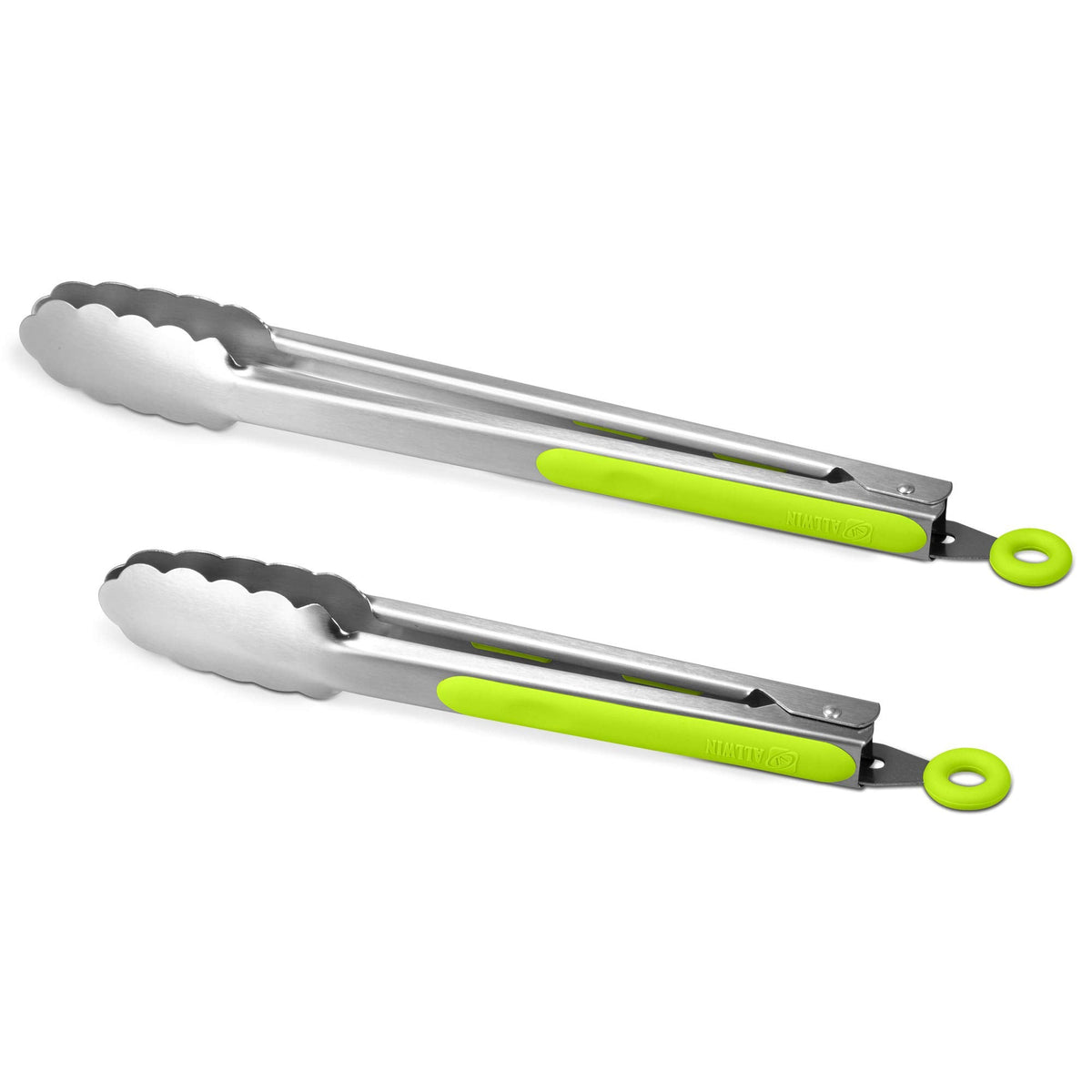 304 Stainless Steel Kitchen Cooking Tongs, 14 & 16", Set of 2, Aqua Sky