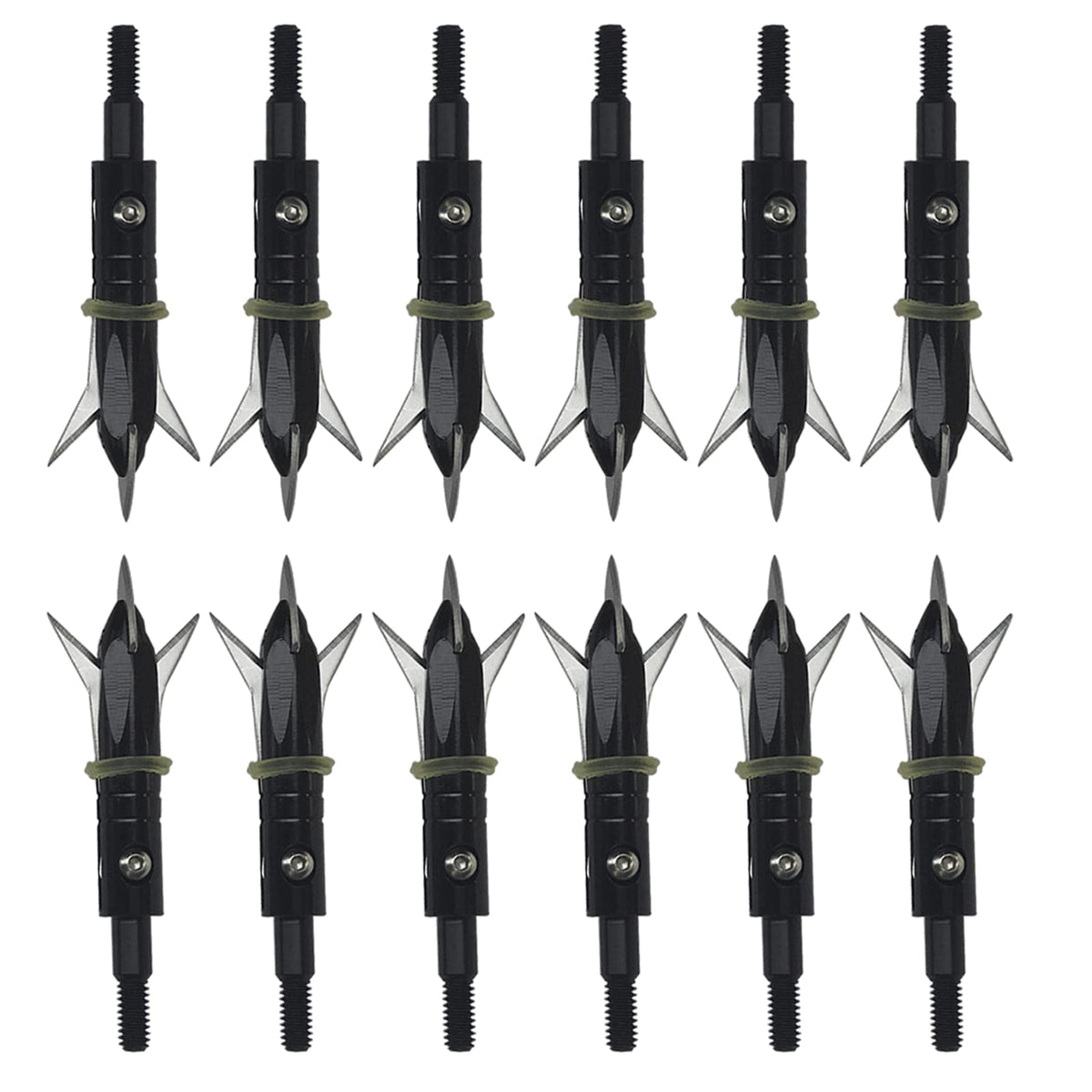 e5e10 12pcs Hunting Broadheads 100 Grain Archery Broadheads 420 Stainless Steel Higher Hardness 2-Blades + 1 pc Broadhead Case for Arrowheads
