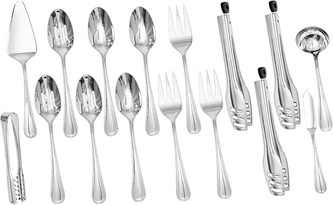 12-Piece Teardrop Serving Utensils Set, 18/10 Stainless Steel Utensils