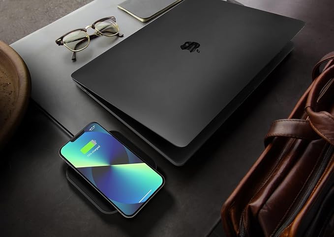 Zens Qi Certified Aluminium Wireless Charging Pad Supports Fast Wireless Charging up to 10 Watts - Works with All Qi-Enabled Devices