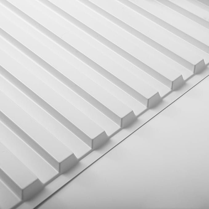 Art3d 6-Pack Slat Design 3D Wall Panels for Interior Wall Decor, 2x4 FT PVC Decorative Drop Ceiling Tiles - White