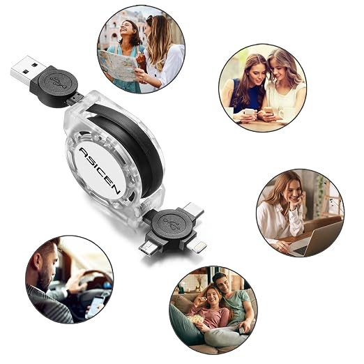 3 in 1 Retractable Multi Charging Cable Fast Charging Cord 2Pack3.3Ft | USB Cable Phone Multiple Charger with USB C/Lightning/Micro Travel Car Accessories for iPhone 17 16 15 14/Samsung/Kindle/Car