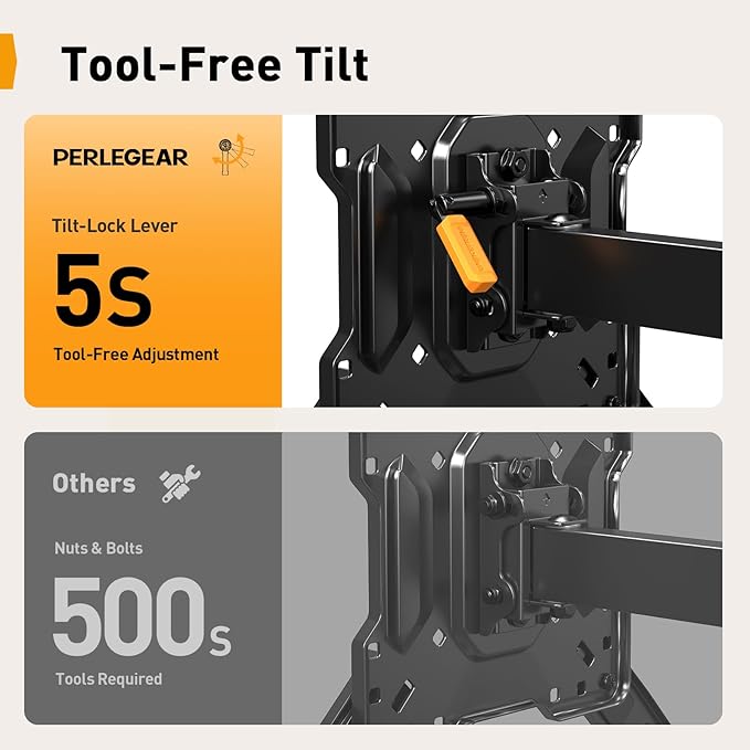 Perlegear Long Arm TV Wall Mount for 26-65 inch TVs up to 100 lbs, Corner TV Mount Bracket with 31.65” Extension, Swivel, Tilt Articulating Arms, Max VESA 400x400mm, Full Motion Wall Mount PGMF25B