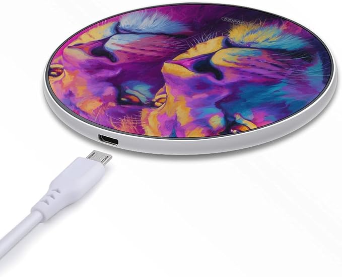 Lion Couple Love Wireless Charger SlimWireless Charging Pad Anti-Slip Charger Mat for Men Women