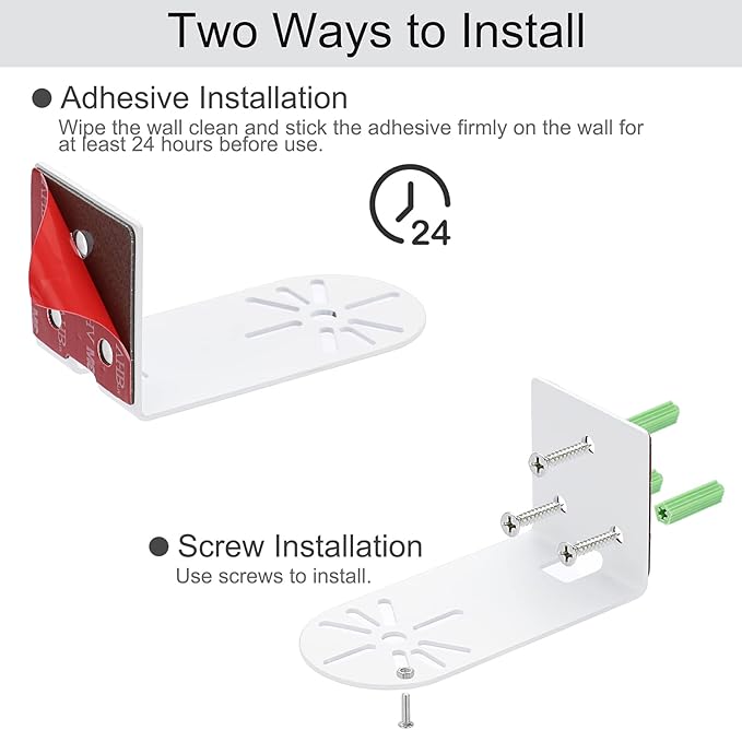 Sumnacon 3PCS Wall Mount Camera Shelf- Metal Small Wall Shelf with Adhesive,Universal Small Floating Shelf for Security Cameras, Speakers,White
