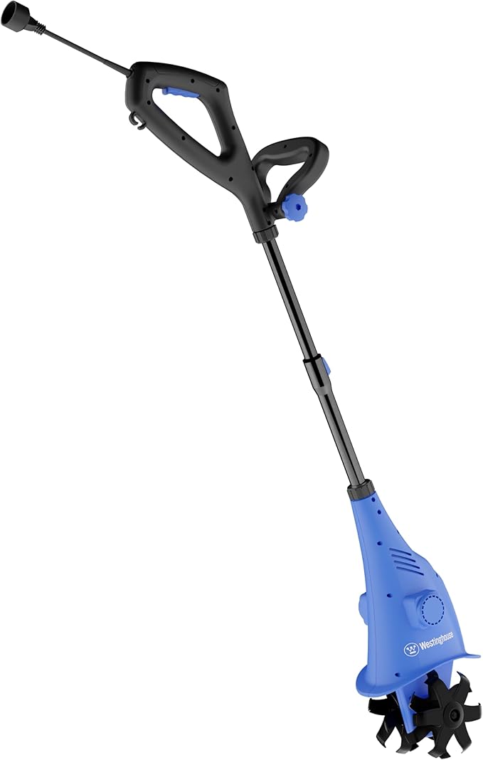 Westinghouse 6-Inch, 2.5 Amp Corded Electric Mini Tiller Cultivator for Gardening, Lightweight, 4 Steel Blades