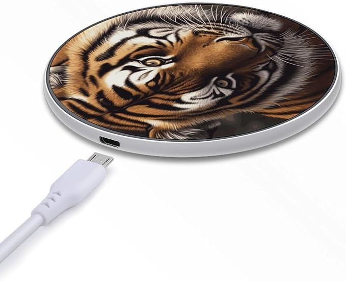 Bengal Tiger Wireless Charger with Aluminum Alloy Frame Qi Certified Fast Wireless Charging Pad 10W Charging Station Portable Phone Charger for All Wireless Charging Phone
