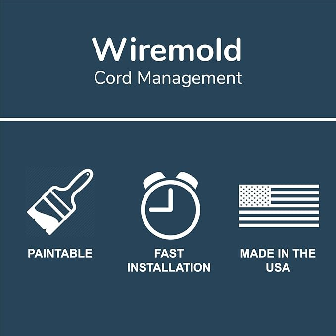 Legrand - Wiremold Cord Cover, White Cord Hider for Mounted TV, Sortable 12 Foot Cord Cover to Hide TV Cords