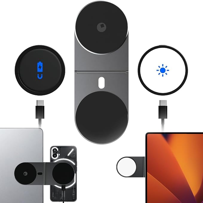 Rolling Square Edge Pro Full Kit - Mount for Mobile Magnetic Phone Holder Stand & Wireless Charger 1000 Lumen Light Black