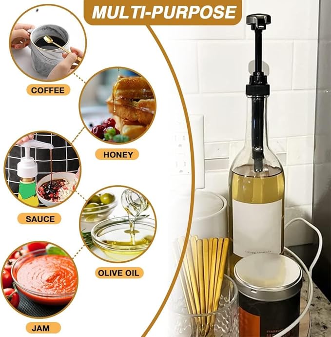 20 Pcs Black Pumps for Coffee Syrup Bottle, Compatible with 25.4 Oz/750ml Bottles, Great for Home & Coffee Bar Drinking Mixes, Tea, Beverage, Cocktails, Plus Spoons