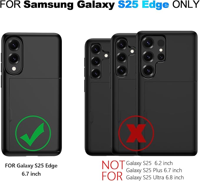 Nvollnoe for Samsung Galaxy S25 Edge Case with Card Holder Dual Layer Heavy Duty Protective Case Hidden Card Slot Slim Wallet Cover for Samsung S25 Edge 6.7''(Green)