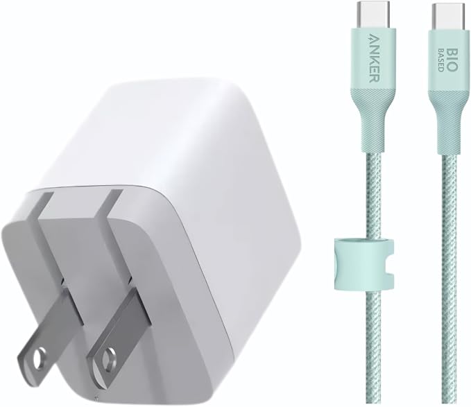 Anker 20W USB-C Power Adapter and Bio-Nylon USB-C to USB-C Cable Eco-Friendly 20W PD Fast Charger and Durable USB-C Charging Cable for iPhone iPad Android Samsung Galaxy MacBook and More