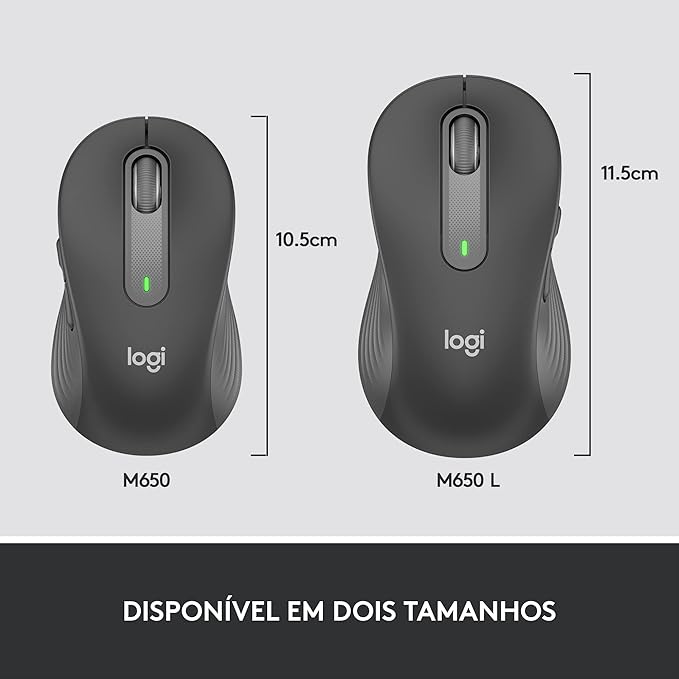 Logitech Signature M650 L Full Size Wireless Mouse - for Large Sized Hands, 2-Year Battery, Silent Clicks, Customizable Side Buttons, Bluetooth, Multi-Device Compatibility (Graphite)