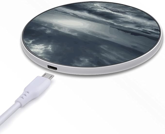 Stormy Sea Wireless Charger 10W Fast Charging Pad Anti-Slip Qi Certified Wireless Charging Pad Charging Station Portable Phone Charger for All Wireless Charging Smartphone