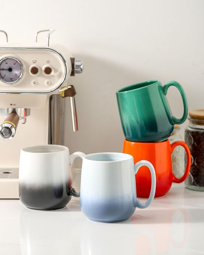 Hasense Coffee Mugs, 15 OZ Ceramic Coffee Cups With Handle, Large Mugs for Latte, Milk, Microwavable & Dishwasher Safe, Assorted Colors