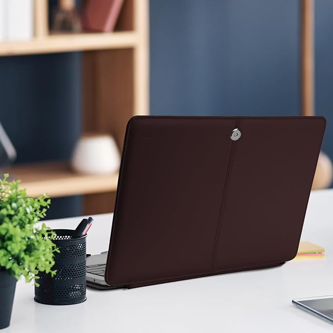 MOSISO Case Compatible with MacBook Air 13.6 inch M4 M3 M2 2025-2022 /Air 13 M1 2022-2018 /Pro 13 inch M2 M1 2025-2016, PU Leather Portfolio Protective Stand Cover, Chestnut Brown