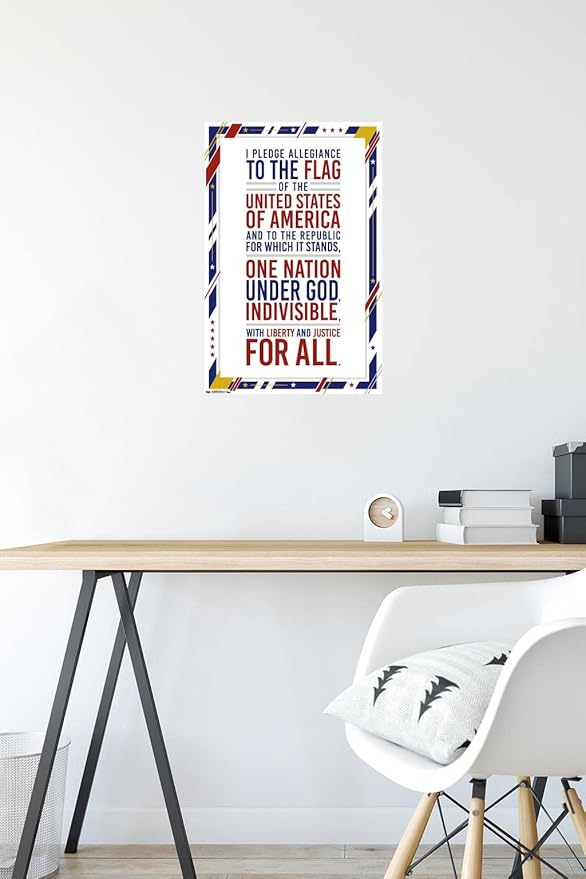 Trends International The United States Of America - Pledge Of Allegiance Wall Poster, 14.725" x 22.375", Premium Poster & Mount Bundle