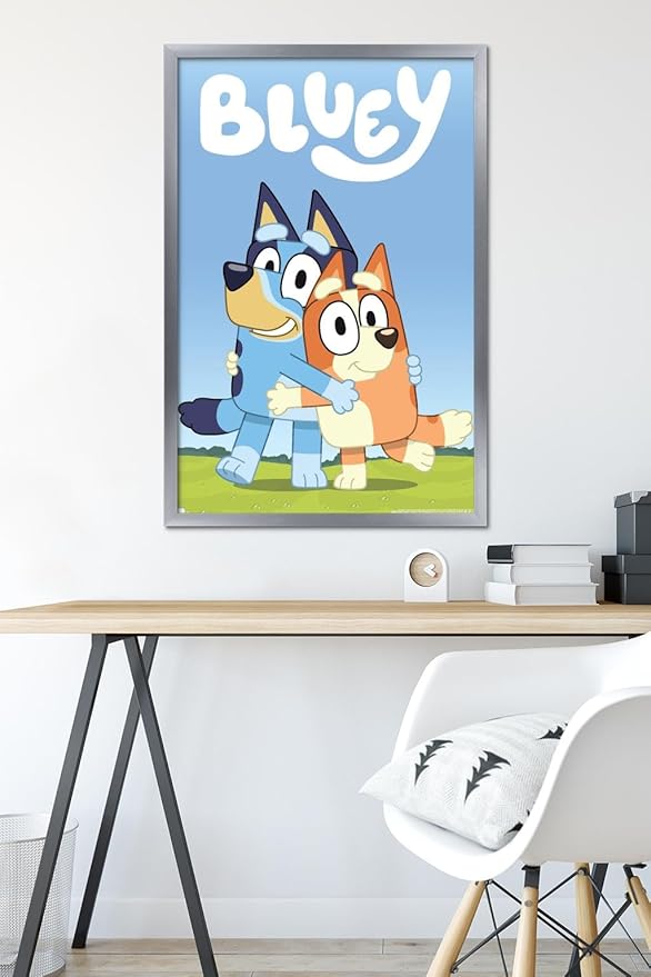 Bluey - Hug Wall Poster, 34L" x 22.4W", Silver Framed Version