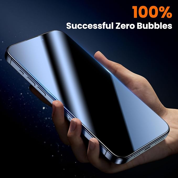 UniqueMe for iPhone 15 Pro Privacy Screen Protector-2 Packs | Military Grade Shatterproof9H+ Hardness Tempered Glass Full Coverage Protection Easy to install