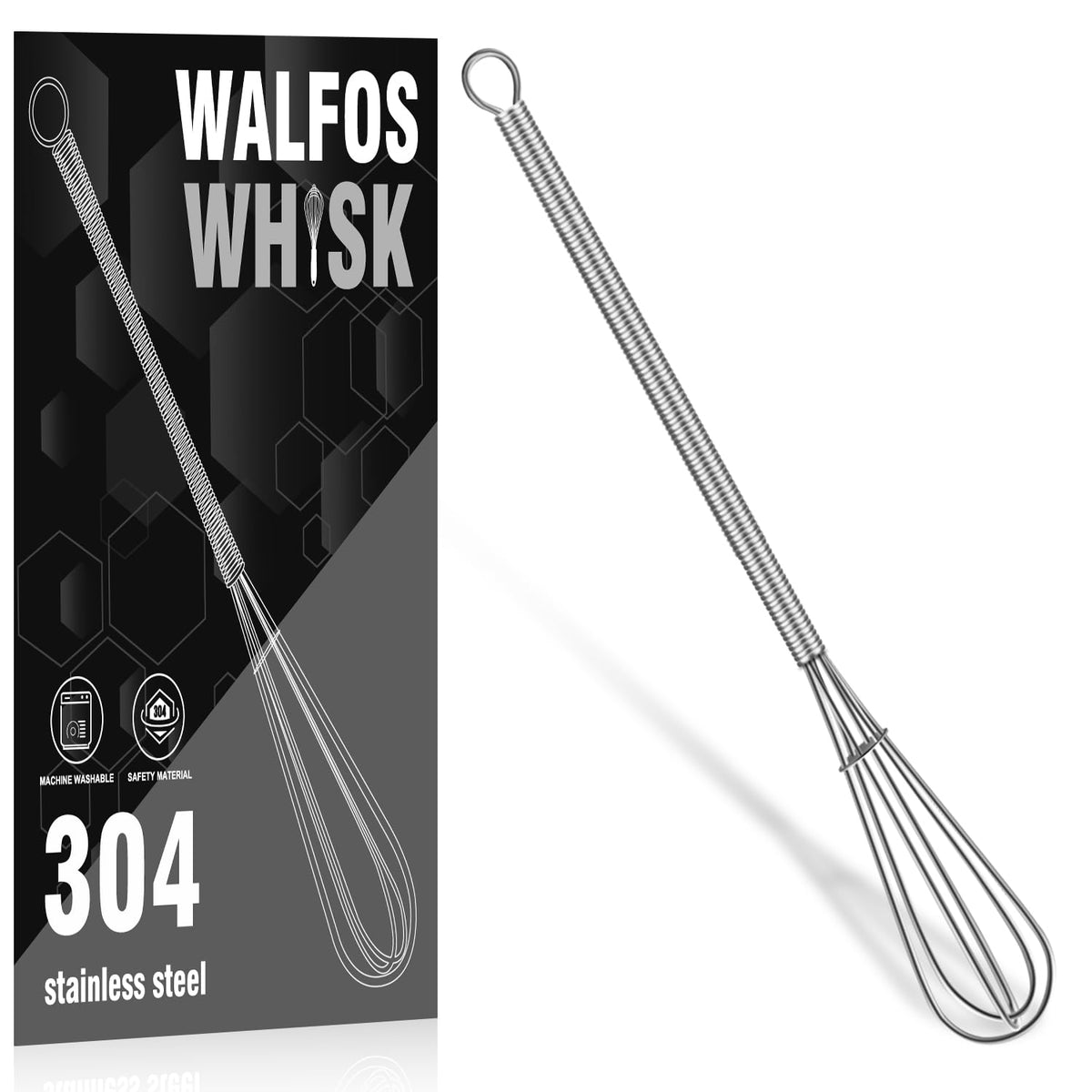 Walfos Whisks Large Whisk Set of 2, Heavy Duty Stainless Steel Wire Whisk Ideal For Beating Eggs, Mixing Batter & Blending Sauces.(13in+17in)