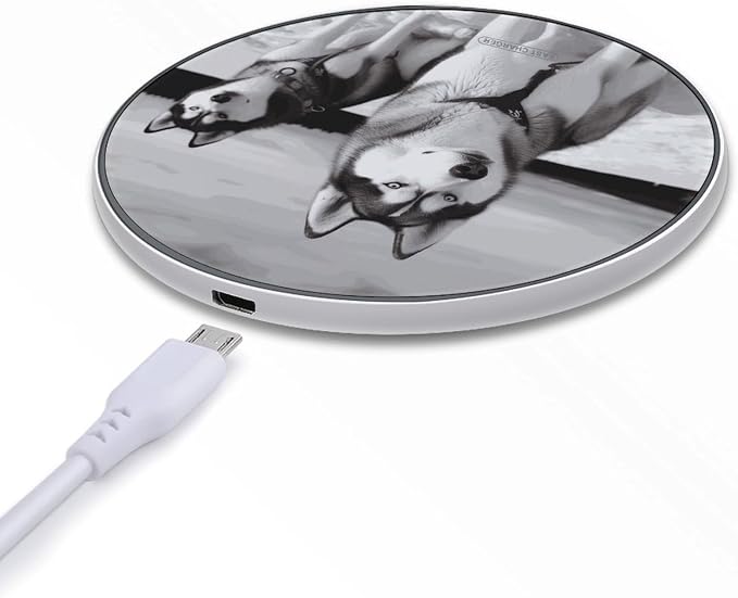 Husky Dogs Snow Wireless Charger Fast Charging Pad | Anti-Slip Qi Certified Wireless Charging Pad for All Phones with Wireless Charging Function for Home Office Travel