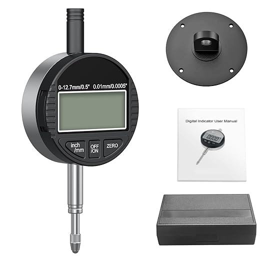 HDLNKAK Electronic Digital Dial Indicator Gauge 0-12.7mm/0.5” Inch/Metric Conversion, High Precision Probe with 0.01mm/0.0005” Resolution for Testing.