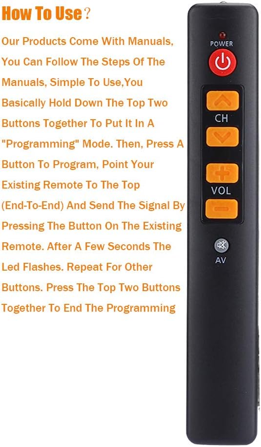 Big Button Learning Remote Control for Elderly,2Pack Universal Seniors Programmable Large 5 Keys Remote Control for TV/STB/DVD/DVB/HiFi/VCR, etc.