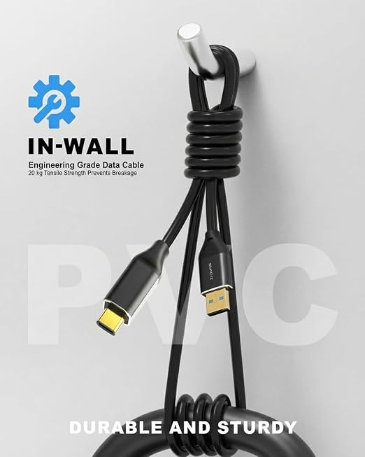 Active USB 3.0 A to C Cable 100FT(30M) Built-in Signal Booster Chip for 5Gbps High-Speed Data in-Wall Rated USB 3.0 Extension Cord for VR Surveillance Gaming Videoconference PC and More