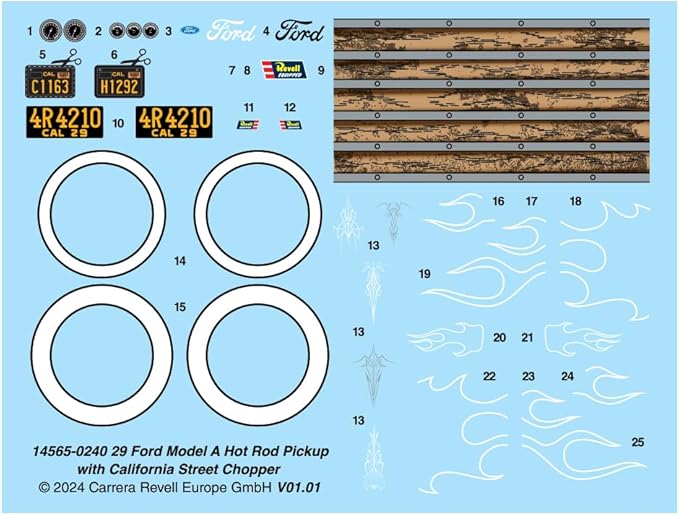 Revell 14565 1929 Ford Model A Hot Rod Pickup with California Street Chopper 1:25 Scale 205-Piece Skill Level 5 Model Building Kit