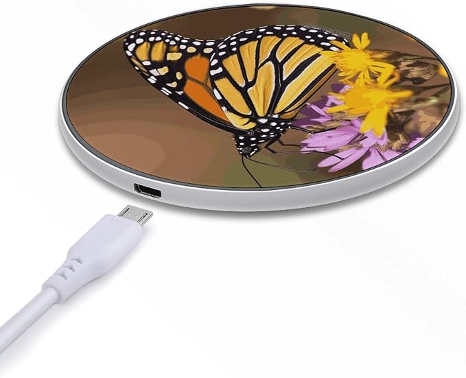 Monarch Butterfly Wireless Charger 10W Fast Charging Pad Anti-Slip Qi Certified Wireless Charging Pad Charging Station Portable Phone Charger for All Wireless Charging Smartphone