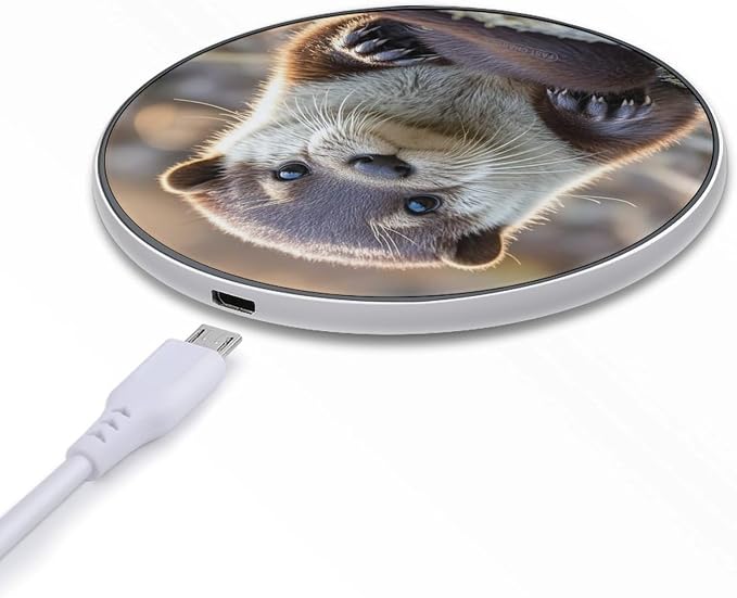 Cute Otter Wireless Charger with Aluminum Alloy Frame Qi Certified Fast Wireless Charging Pad 10W Charging Station Portable Phone Charger for All Wireless Charging Phone