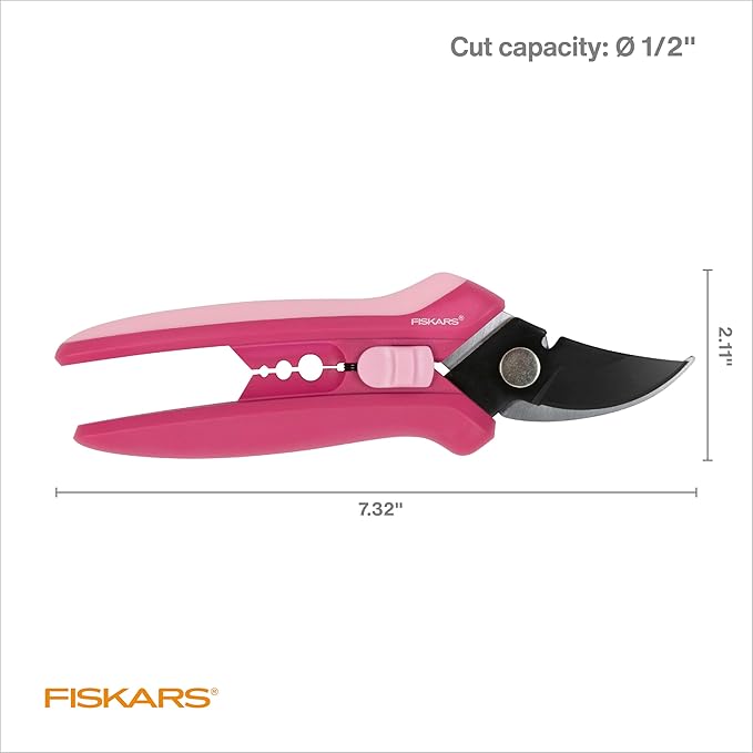 Fiskars Floral Pruning Shears, Gardening Gifts for Women, Plant Cutting Scissors for Deadheading, Rose Petal Pink