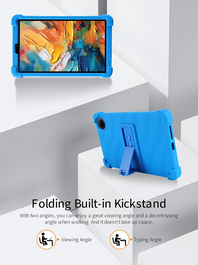 for TCL TAB 8 NXTPAPER 5G 8.7 Inch Tablet CaseBOVUGAC Soft Silicone Adjustable Stand Shockproof Kids Friendly for TCL Tab8 NXTPAPER 8.7 Tablet(Blue)