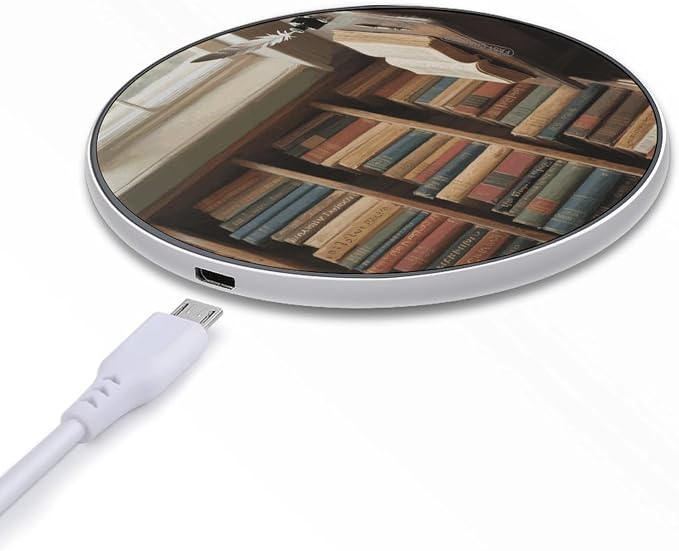 Books Wireless Charger with USB CableAluminum Alloy Frame 10W Max Compatible Fast Wireless Charging Pad- 3.2ft Cable Included for Travel Home Office Desk