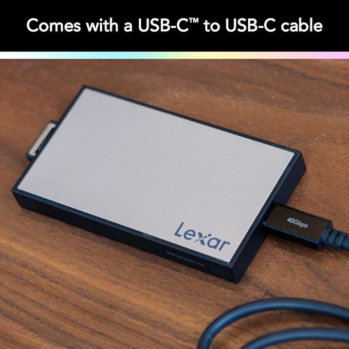 Lexar Professional Workflow CFexpress 4.0 Type A Card Reader, Pairs with Lexar Professional Workflow, USB-C to USB-A Adapter, Compatible with PC, Laptop, Tablet, Smartphone (LPWF730N-5ANGL)