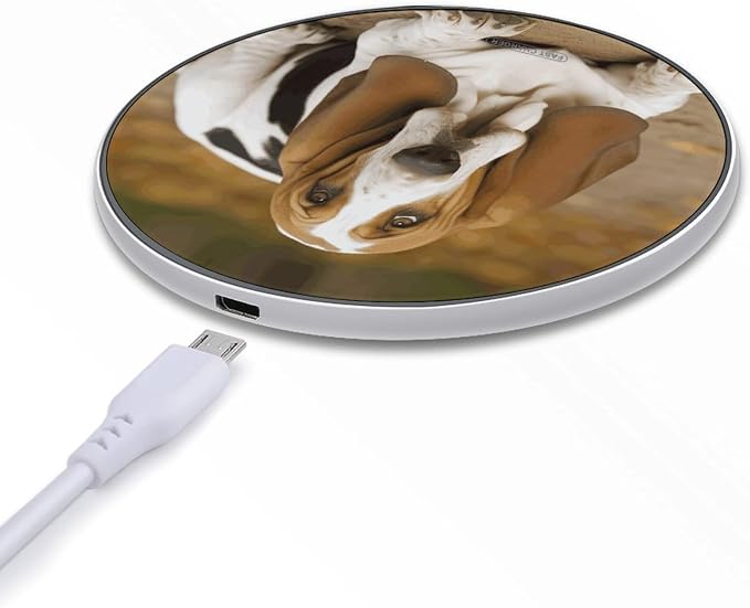 Basset Hound Wireless Charger 10W Qi-Certified Fast Wireless Charging Pad with USB Cable & LED Indicator Fashion Charger Mat Portable Charging Station for All Qi-Enabled Phones