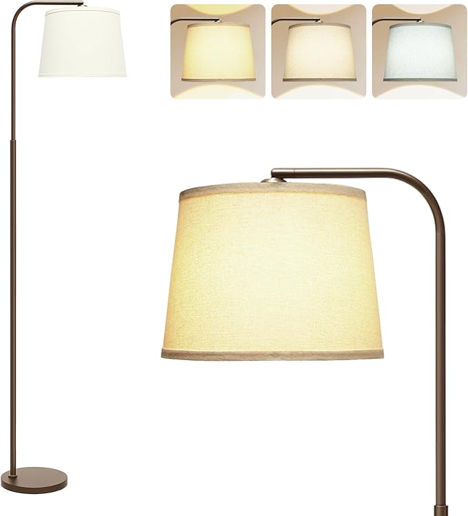 AKASUKI Floor Lamp for Living Room with 3 Color Temperatures, Foot Switch Standing Lamps for Living Room, Bedroom, Office, Arc Mordern Floor Lamp with 9W LED Bulb Included