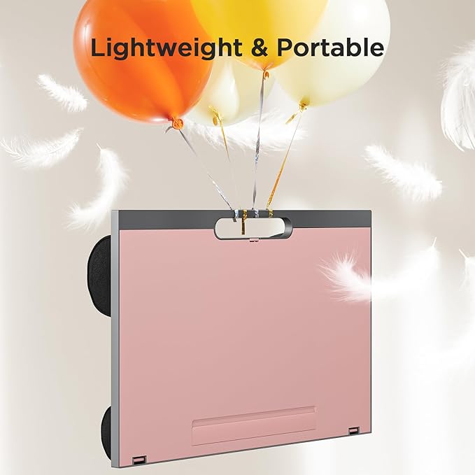 HUANUO Adjustable Lap Desk - with 8 Adjustable Angles & Dual Cushions Laptop Stand for Car Laptop Desk, Work Table, Lap Writing Board & Drawing Desk on Sofa or Bed, Pink