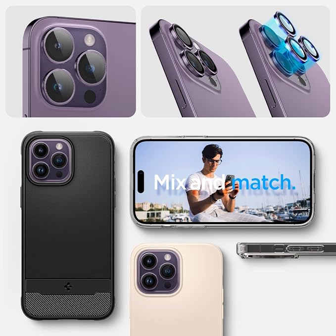 Spigen Camera Lens Protector for iPhone 14 Pro Max14 Pro - Deep Pruple | GlasTR EZ Fit Optik Pro 9H+ Tempered glass Scratch resistant Auto-align tray Original photo quality Case-friendly 2Pack