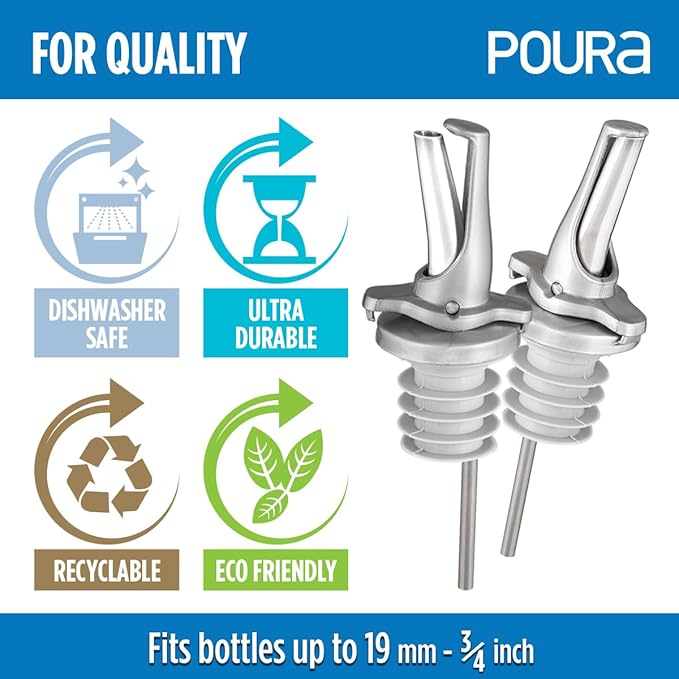 Stainless Steel Liquor Pour Spout, Silver 2 Pack