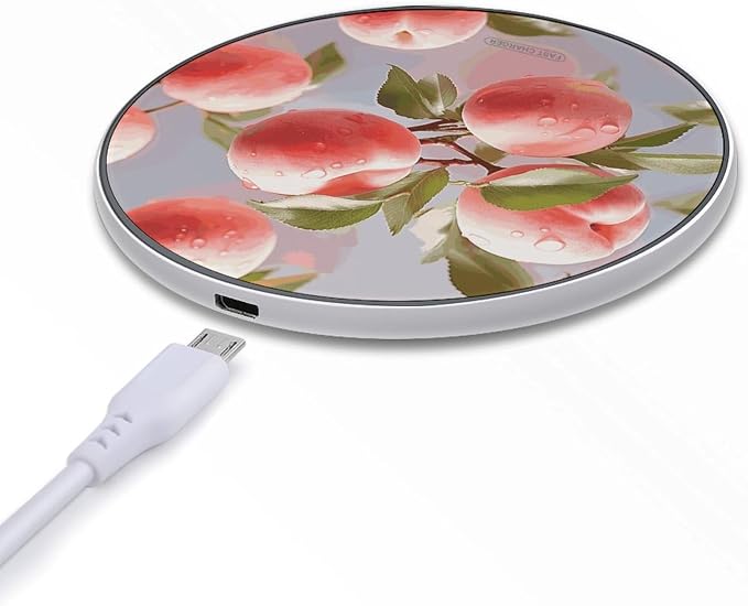 Pink Peach Wireless Charger 10W Fast Charging Pad Anti-Slip Qi Certified Wireless Charging Pad Charging Station Portable Phone Charger for All Wireless Charging Smartphone