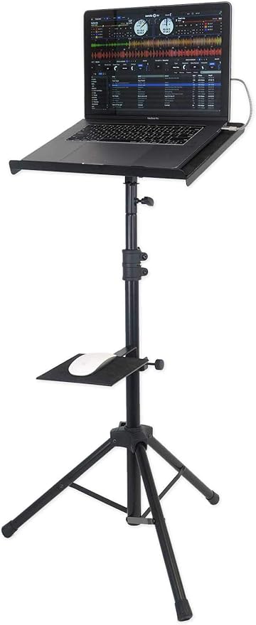 Rockville RLS68 Bundle: Professional DJ Tripod Laptop Tablet Stand with Dual Trays, iStand 20 Adjustable Tripod Stand for iPhone, iPad, Galaxy, and Smart Devices, 2-Items