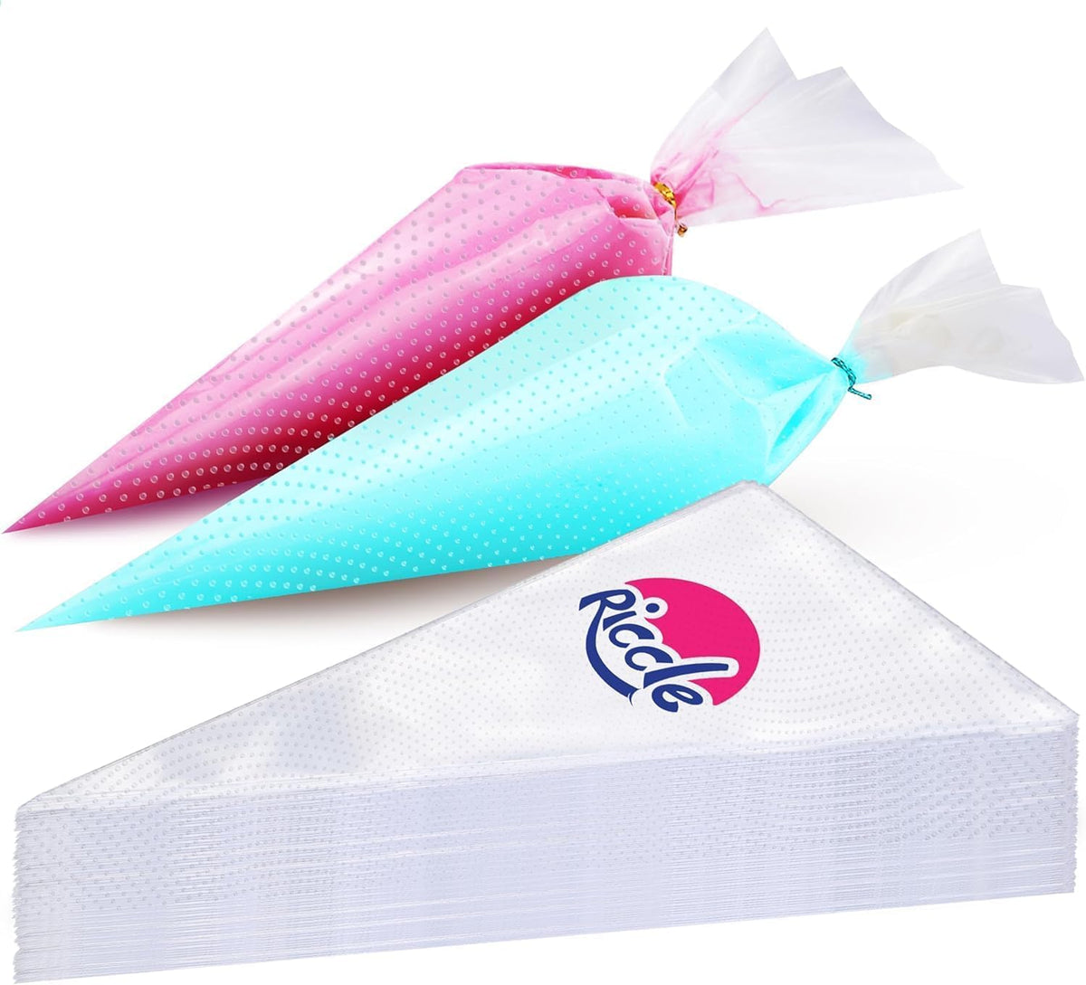 Riccle Extra Large 24 Inch Piping Bags - 100 Textured Anti Burst Thickened Disposable Pastry Bags - Icing Piping Bags for Frosting - Ideal for Cakes and Cookies Decoration